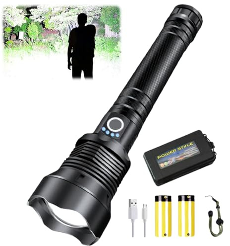 MEIION festberg HyperXLight PRO ultrahelle taktische Taschenlampe Taschenlampe Led Aufladbar 90000 Lumen Extrem Hell, 5 Lichtmodi, Zoombar, IPX7 Wasserdicht, Lange Akkulaufzeit für Camping, Wandern