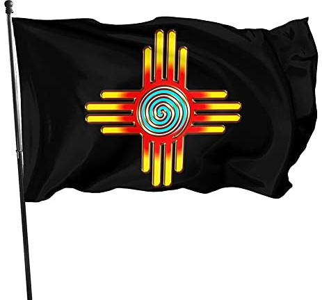 Bandera de Zia Sun - Zia Pueblo - Nuevo México, 90 x 150 cm, para decoración de jardín y exterior