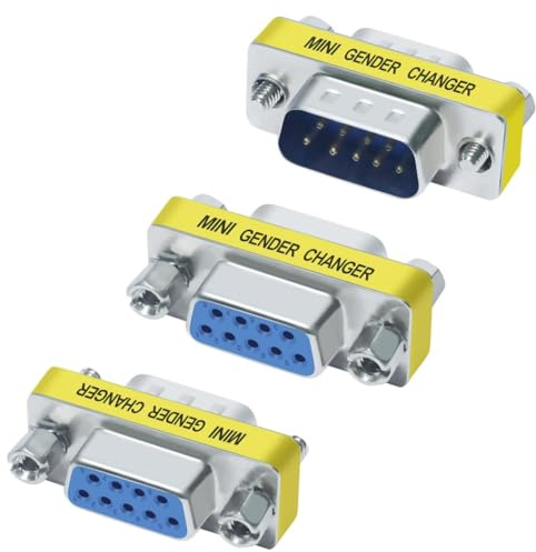 DB9 Gender Changer, Adapter RS232 9-Pin Connector 3-Pack(F-F, M-F, M-M) for Serial PC and Laptop