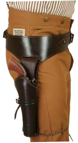 Cowboy-Waffengürtel, PU-Westerngürtel mit doppeltem Revolverhalter, Einheitsgröße, Westerngürtel für Herren, Steampunk-Kostüm für Halloween-Cosplay-Party (Kaffeebraun), Spielzeug-Revolver-Western