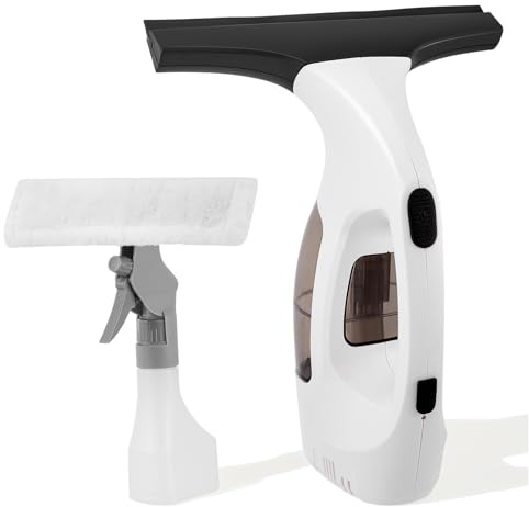 Window Vac, Cordless Window Vacuum Cleaner, Rechargeable Window Cleaner with 500ML Water Tank & Spray Bottle, Streak-Free Cleaning, 30 Mins Working Time, Suitable for Windows, Tiles, Mirrors, Showers