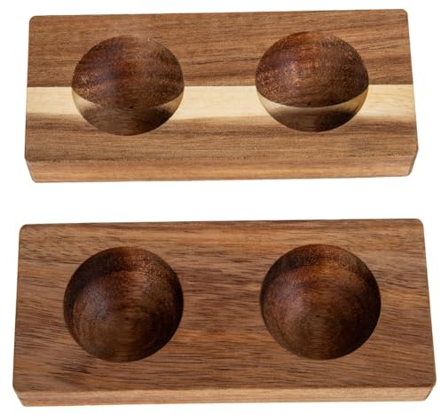 LIGIGWASH Portauovo in Legno Marrone 2 Pezzi Vassoio Piatto per Conservazione Uova in Frigorifero Facile da Pulire Antiscivolo per Bancone Cucina