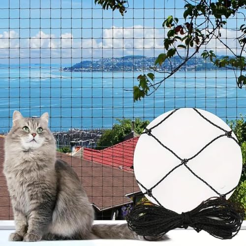 BAOSROY Katnät för balkong, 6 x 3 m, kattnät, kattnät för balkong utan borrning, trådförstärkt, balkongnät för katter, kattskyddsnät för balkong, terrass, balkongskydd