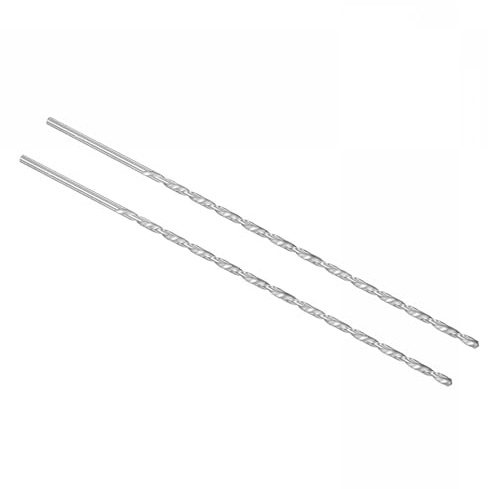 ROWORKX 2Pcs 4mm x 200mm Extra Long HSS Twist Drill Bits - Straight Shank Spiral Drill Bits for Wood, Metal, Aluminium, Plastic