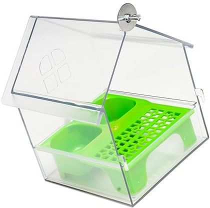 Oxxggkao Jaula colgante que no se esparce montable, recipiente de alimentación extraíble, diseño resistente a salpicaduras, accesorio para jaula de pájaros que ahorra espacio.