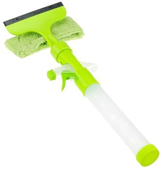 NOLITOY Multi-Function Window Squeegee Cleaner with Spray Bottle, Plastic Glass Cleaning Tool for Household Window and Mirror Cleaning, Green Water Spray Wiper for Indoor Use