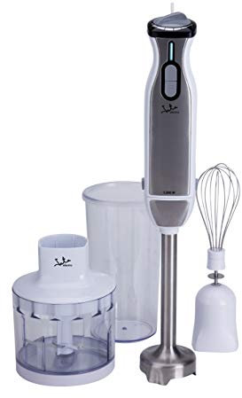 Jata BT199 Batidora de Mano 1000 W, Accesorios incluidos, Incluye Vaso Medidor 600 ml, Doble Cuchilla de Titanium, Regulador electrónico de velocidad, Pie de acero Inoxidable desmontable