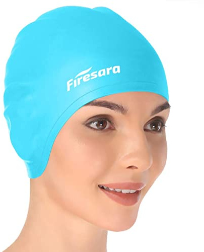Swim Cap,Firesara Original Updated Swimming Cap 3D Ergonomic Design Comfortable Durable Ear Protection for Women Kids Adults Men Boys Girls for Long or short Hair with Nose Clip and Ear Plugs(Skyblue)