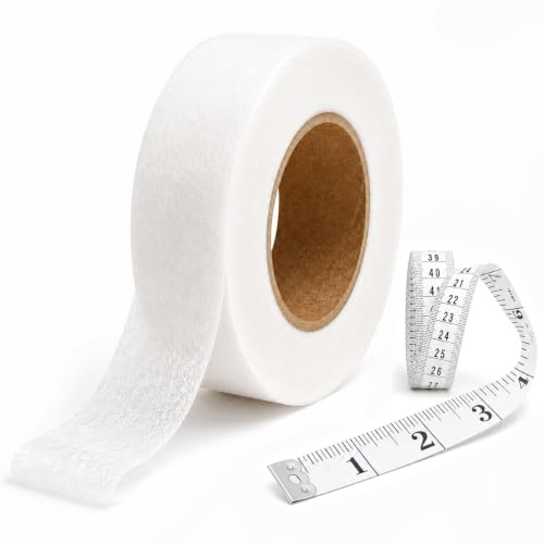 Wosilan 30m x 25mm 40gsm Iron-On Hemming Web with 150cm Tape Measure | Heavyweight no-sew fusible web for trousers, school uniforms, skirts & curtains; secure hold, machine washable up to 40°C