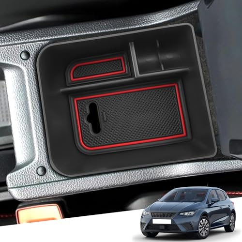 YEE PIN Mittelkonsole SEAT Arona/SEAT Ibiza 2017-2024 Handschuhfach für Armlehne Organizer Aufbewahrungsbox Mit Rutschfestermatte Autozubehör