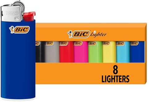 BIC Mini Lighters, Reliable and Safe, Lighters for Candles, Assorted Colors, 8-Pack of Pocket Lighters (Colors May Vary