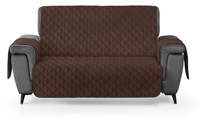 Textilhome Funda Cubre Sofá Acolchada Circus 3 Plazas Reversible Marrón | Ayuda a mantener el sofá limpio y protegido frente a manchas, pelos y uso diario.