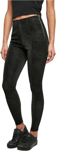 Urban Classics Ladies Washed Faux Leather Pants Black M