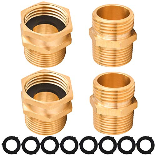 M MINGLE Garden Hose Adapter, 3/4 Inch GHT to 3/4 Inch NPT Brass Connector | Water Hose to Pipe Thread Adapter, Garden Hose Connector with Extra 8 Washers