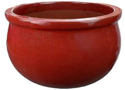 TucanoHamburg Steinzeug-Blumentopf/Pflanzkübel Bamboo Rot 31x18cm frostfest