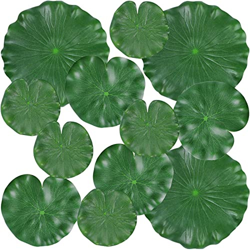 FFNIU 12Pcs Lily Pads for Ponds, Artificial Floating Foam Lotus Leaves