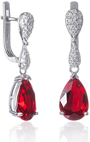 Namana Silber Teardrop Ohrringe für Damen, 925 Sterling Silber lange Ohrhänger für Frauen mit birnenförmigen farbigen Steinen und weißen kubischen Zirkonia, bunte Ohrringe mit Geschenkbox