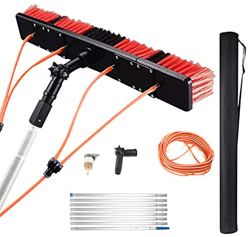 5-10m Wasserführende Teleskopstange, Fensterputzer mit Teleskopstiel,Telescopic Pole Waschbürste, Reinigung für Photovoltaik Sonnenkollektoren, Fenster, Autowaschbürste (8m Stange, 50cm Bürste)