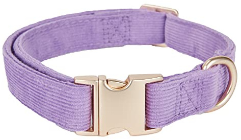 YUDOTE Collar de pana de algodón natural ultrasuave para perros pequeños con piel sensible, color lila