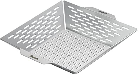 Enders® Grillkorg L, tillverkad av rostfritt stål, för små grillrätter som grönsaker, grillskål, grilltillbehör, B 34,5 x D 30 x H 6 cm #8822