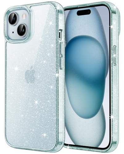 JETech Coque à Paillettes pour iPhone 15 6,1 Pouces, Housse de Téléphone Bling Pailletée Antichoc, Mignon Étui Brillant pour Femmes et Fillese (Bleu)