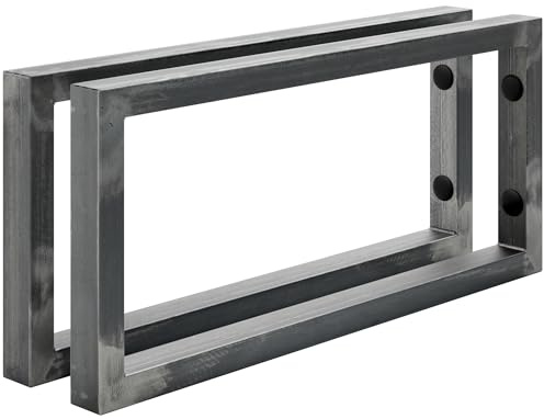 HOLZBRINK 2 Stück Wandkonsole Rohstahl mit Klarlack für Waschtisch, 450x200 mm, Design und stabil Waschtischhalterung, Handtuchhalter