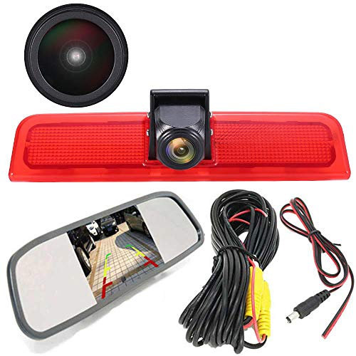 1280 * 720 Pixel Super HD Auto Bremsleuchte Rückfahrkamera Set mit Rückspiegel Monitor, Rückfahrkamera Ersatz für VW Caddy Life 2K Facelift III Kasten 2KA KombiCross maxi Tdi dritte 3 2003 -2014 Bj