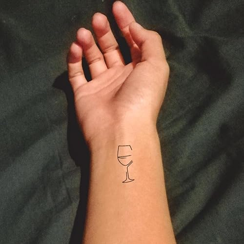 Inkster Tattoo kleine Weinglas-Tattoos Doppelpack | Temporäres Tattoo mit europäischer Kosmetik-Zertifizierung - Das Original | wasserfest + vegan