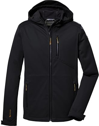 killtec Hombres Chaqueta softshell/chaqueta outdoor con capucha desmontable KOS 320 MN SFTSHLL JCKT, black, XXL, 41544-000
