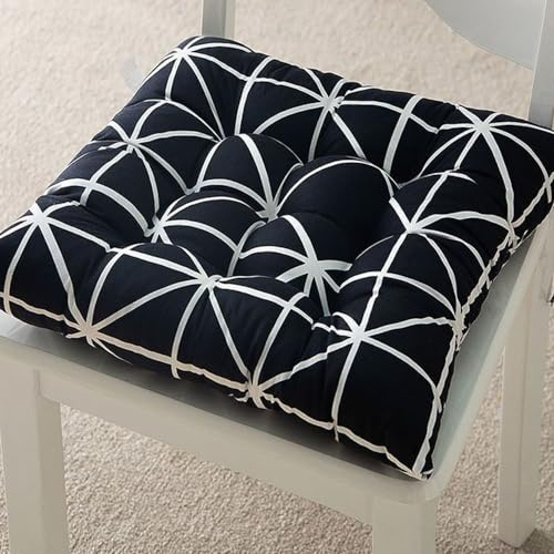 Hixingo Set of 2 Chair Cushions, Seat Cushions with Ties for Dining Kitchen, Polyester Garden Chair Cushions Washable Modern Seat Pads (40x40cm(Pack of 2),Black)