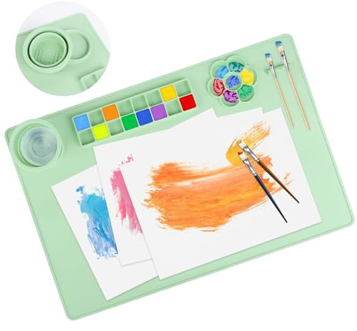 MXTIMWAN Silikonmatt Bastelmatte 60x40 cm Zusammenklappbar für DIY, Malen, Aquarell, Schneiden und Projekte (Grün)