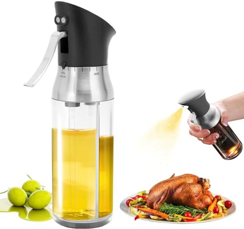 Zjyufy Botella pulverizadora de aceite, pulverizador de aceite de oliva de 8.9 onzas para cocinar, botella de atomización columnar antideslizante, dispensador de aceite de oliva ampliamente utilizado