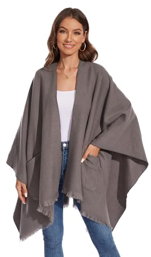 colornival Donna Poncho Oversize - Scialle Invernale Avvolgente, Sciarpa Calda Lavorata a Maglia, Mantello e Coperta Indossabile, Cardigan Lungo, Perfetto per Regali di Natale o Compleanno