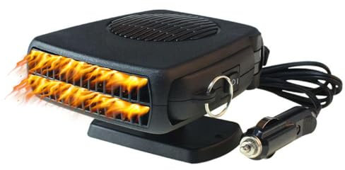KUWUNG Riscaldatore Auto 12v Portatile, 150 W Sbrinatore Parabrezza Auto e Funzione di Raffreddamento 2 in 1, Parabrezza Riscaldamento con Presa Accendisigari, Ventilatore Auto Base Girevole a 360°