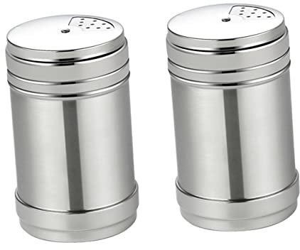 Mikinona 2stücke Salztöpfe Aus Edelstahl Mit Drehdeckel Gewürzflaschen Für Salz Und Pfeffer Praktische Runde Gewürz Boxen Für Küche