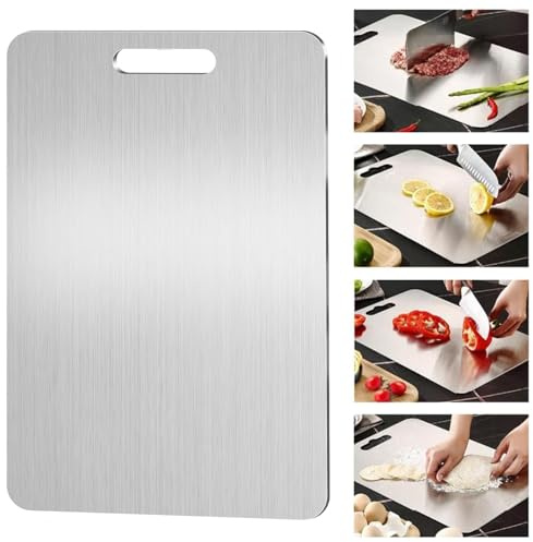 Pavlleen Tagliere in acciaio inox,Tagliere in Titanio per Cucina (39*28cm)