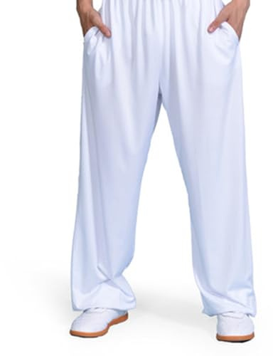 Milk Silk Unisex Tai Chi Pants,Kung Fu Yoga Trousers for Men Women,Martial Arts Pants with Pockets (White, L)