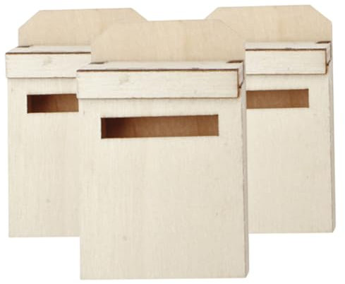 Toyvian 3pièces Miniature Accessoires De Maison Bois Boîtes Aux Lettres Miniatures pour Décoration De Maison De Poupée Mobilier Créatif Ornements