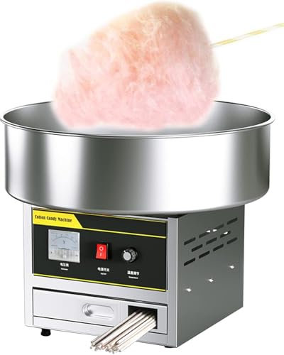 DRFGHK Macchina commerciale per zucchero filato, 1200 W, macchina per zucchero filato, macchina elettrica a gas, per compleanni, feste, celebrazioni, argento