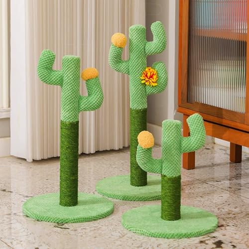 Poste rascador de cactus para gatos, rascador de sisal duradero para gatos de interior, base ecológica y resistente, divertido diseño de cactus para gatos juguetones, L