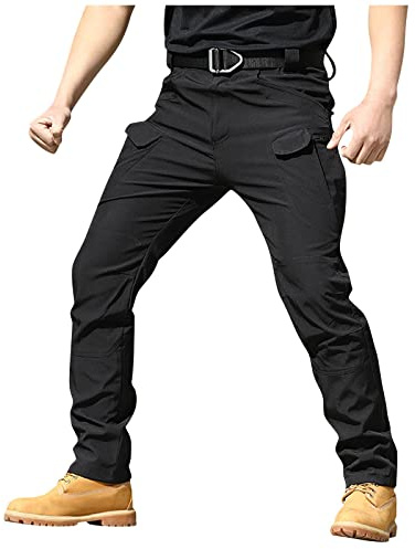 MOKBAY Ranger Hose Herren Armee Cargohose Bundeswehr Chino Combat Ranger Arbeitshose Schwarz Flecktarn Outdoor Men Taktische Hose Herren Cargo L
