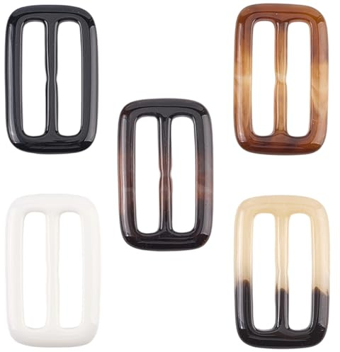 GORGECRAFT Hebilla de Resina de 20 colores para Abrigos 5cm Rectangular de Seda para Bufandas Camisetas Corbatas Cierres de Clip Ajustador de Esquina Cinturón Anilla para Correas Bolsos Costura Decora