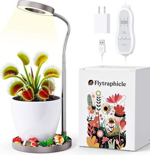 Flytraphicle Venus Fly Trap Terrarium,Butterwort Plant Live Pot,Not Live Plant, Keeps Potted Soil Moist Makes a Great Gift Choice, Home Office Decor (White)