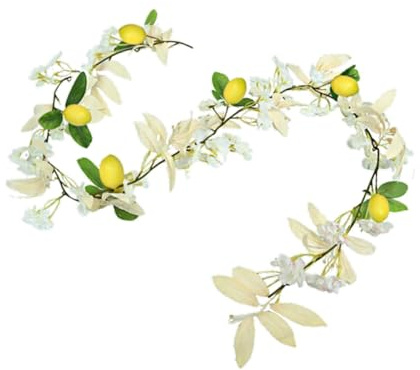 PawwJoy Ghirlanda artificiale di fiori di ciliegio di limone, ghirlanda facile da usare per casa colonica, balcone, interni ed esterni, bianca, 170 cm, bianca 170 cm
