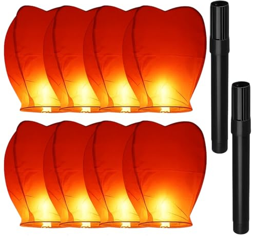 10 Pack Sky Chinese Lanterns, Lanterns to Release in Memory, Lantern Symbolizing Love and Happiness, Suitable for Unforgettable Days, Anniversaries, Weddings, Gatherings, Christmas, and Making Wishes