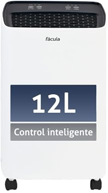Fácula - Deshumidificador Gobi 12 l/día | Control Inteligente | Depósito extraíble 2l | Modo Auto | Temp 1-24h