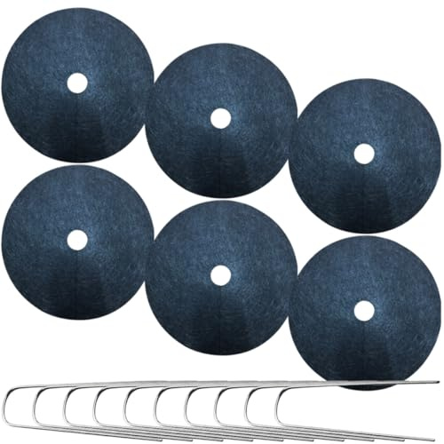 HOMSFOU Tapis Anti-Mauvaises Herbes Non-tissé 52 Cm Noir, Lot 6 Pièces avec 20 Piquets en U, Toile de Paillage Jardin Résistante Gel pour Protection Arbres et Contrôle Mauvaises Herbes