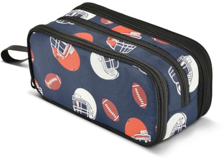 American Football Helmets Pencil Case Boys Girls Pen Bag Pouch School | Perfect for Kids Teens Adults Student, Big Large Capacity, Stationery Organizer Supplies, Zipper Compartment, Portable Handle