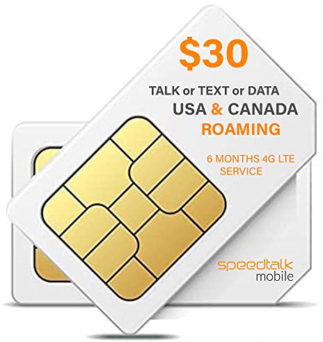 SpeedTalk Mobile $30 SIM Card for GSM GPS Tracking Kid Child Elderly Pet SmartWatch Car Tracker Devices Locators - 6 Months Service - USA Canada & Mexico Roaming