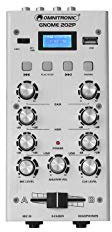 OMNITRONIC GNOME-202P Mini-Mixer silber | 2-Kanal-DJ-Mixer mit Bluetooth und MP3-Player im Miniaturformat | Regelbarer Mikrofoneingang/Kopfhörerausgang über 6,3-mm-Klinke